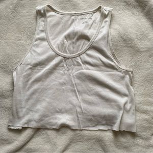 white cropped ribbed tank top from american eagle